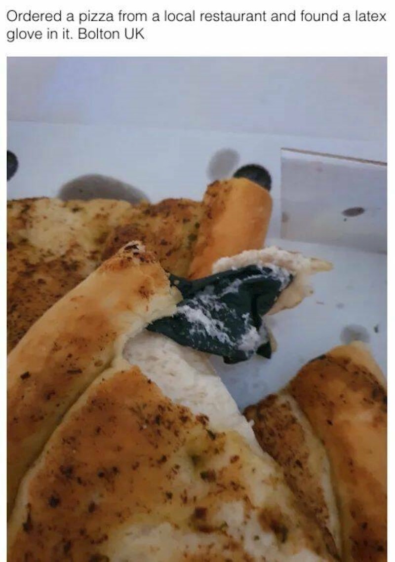 U pizzi je našla rukavicu