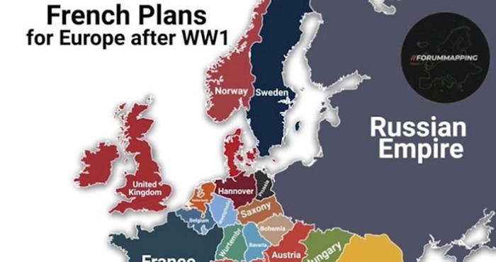 Ovako su Francuzi zamišljali podjelu Europe nakon Prvog svjetskog rata. Neće se svidjeti Hrvatima