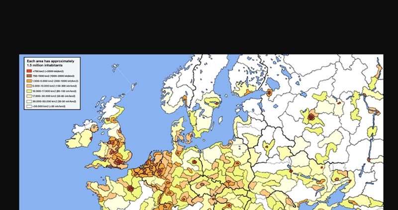 Mapa pokazuje gustoću naseljenosti u Europi, podaci za neke države će vas jako iznenaditi
