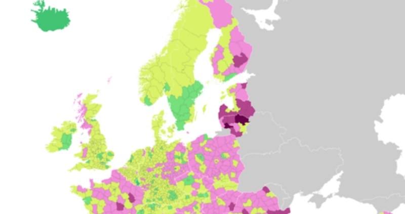 Mapa pokazuje promjenu broja ljudi u županijama u 5 godina, Hrvatska je jako zanimljiva