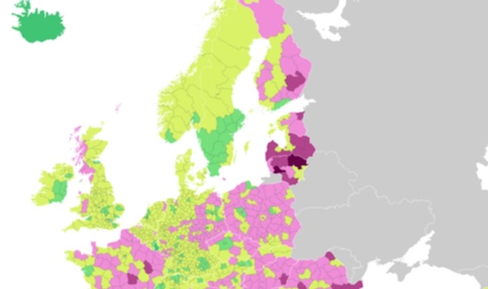 Mapa pokazuje promjenu broja ljudi u županijama u 5 godina, Hrvatska je jako zanimljiva