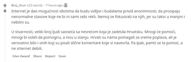 A komentar s najviše lajkova i vjerojatno najbolji zaključak cijele situacije ponudio je ovaj korisnik Reddita