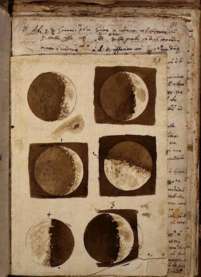 Prvi crtež mjeseca, Galileo Galilei - 1609. godina.