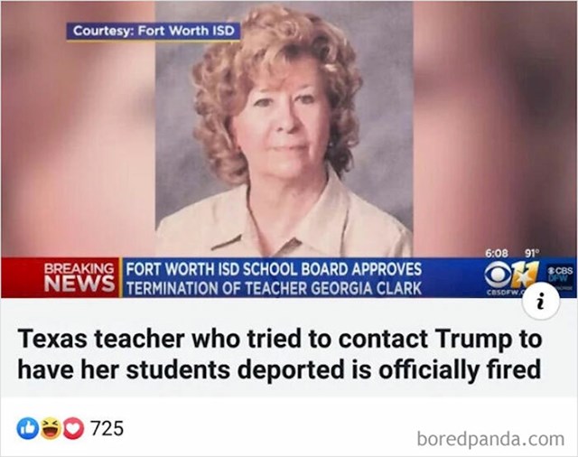 Učiteljica koja je pokušala kontaktirati Trumpa da deportita njene učenike, otpuštena je