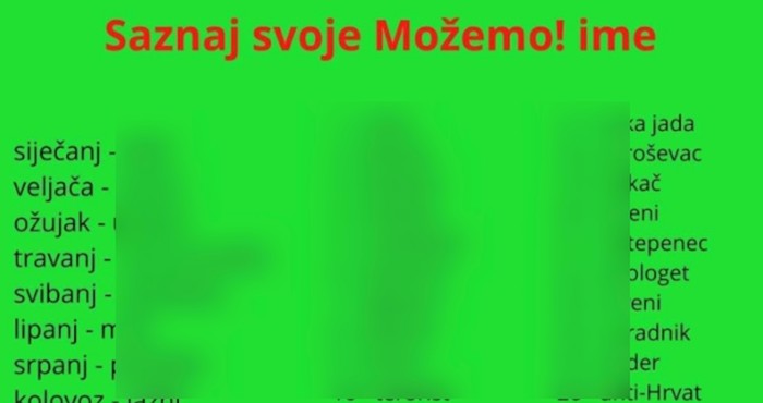 Urnebesna grafika: Po datumu rođenja dobit ćeš svoj službeno Možemo! ime