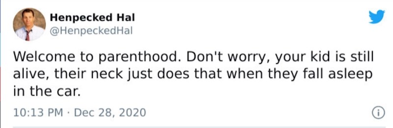 Dobrodošli u roditeljstvo! Ne brinite, vaše dijete je još živo, samo im tako vrat izgleda kada zaspu u autu.