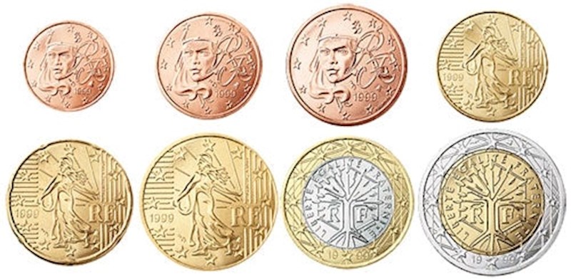 Francuska. Na sitnim centima je Marianne, simbol francuske republike. Na većima sijačica, preuzeta s ranije valute