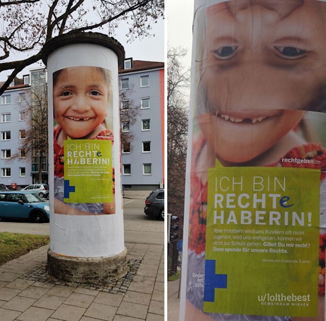 S lijeve strane je poster kakav bi trebao biti, a s desne kakav je zalijepljen