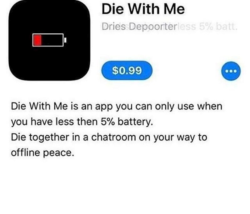 Aplikacija koju možete koristiti samo kad imate manje od 5% baterije i spaja vas s drugim takvim osobama