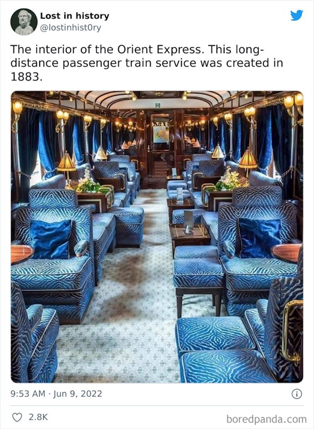 Unutrašnjost Orient Expressa, u pogonu od 1883.
