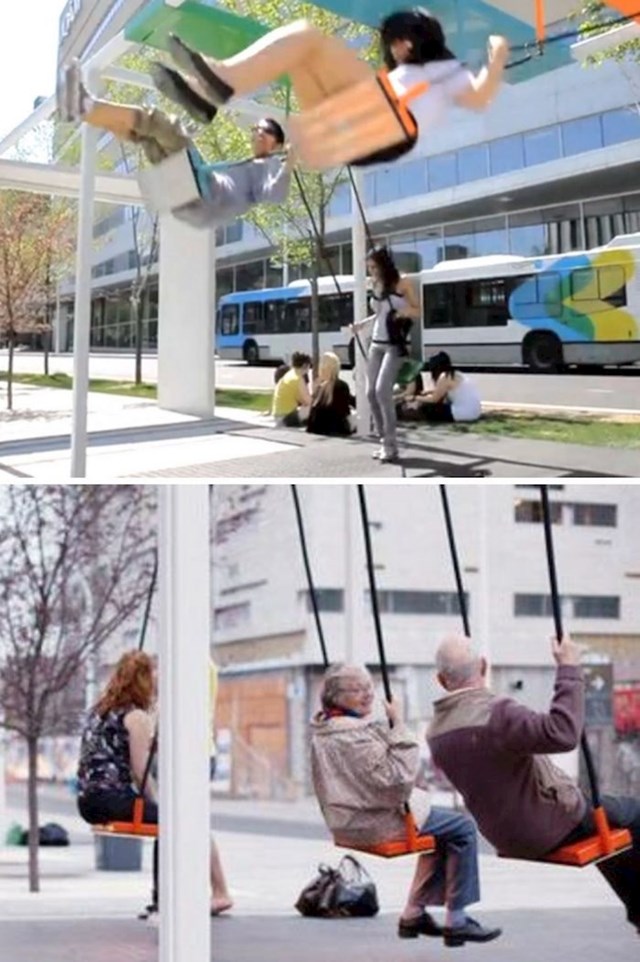 Zamislite da čekate autobus i umjesto da samo sjedite na stanici vi se LJULJATE! U Montrealu je to moguće