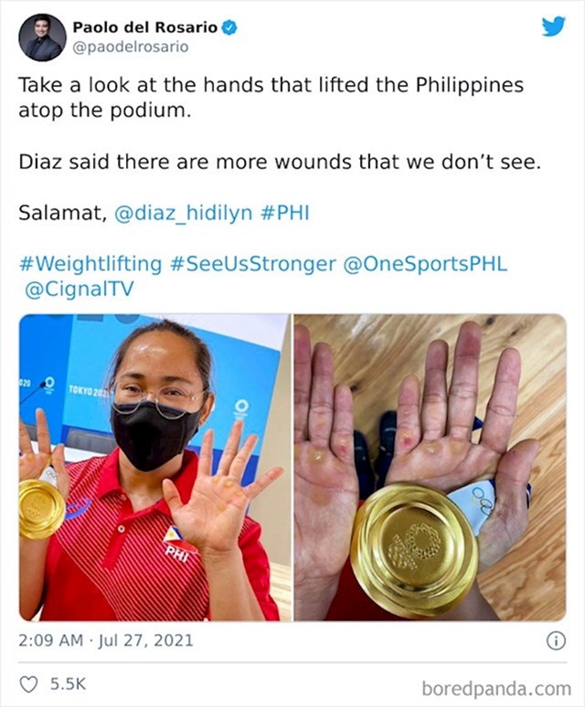 Prva filipinska zlatna medalja. Žuljevi su samo dio boli potrebne da se to ostvari