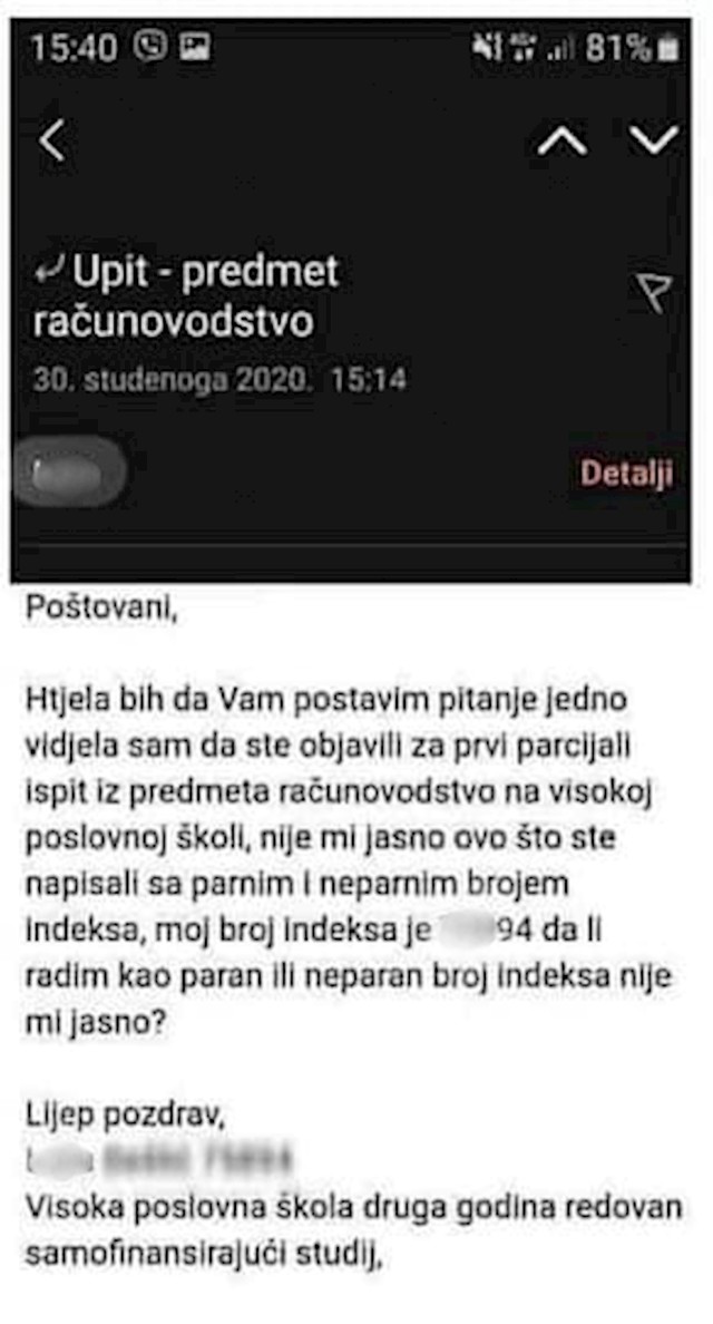 Pitanje koje mu je na to uputila jedna od studentica bilo bi u najmanju ruku neobično i za učenike osnovne škole.