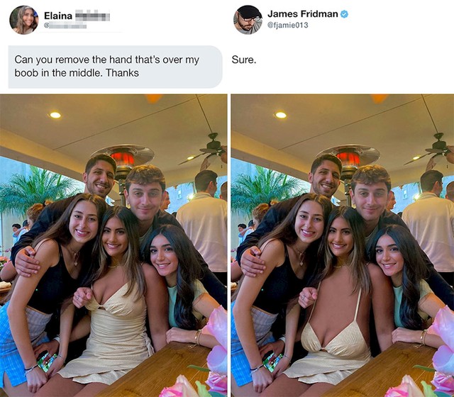 Djevojka je zatražila da riješi ovu situaciju jer izgleda kao da joj miluju grudi, James je i njoj pomogao.