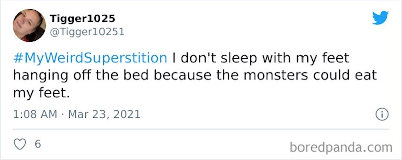 Ako mi stopala vise s ruba kreveta, pojest će ih čudovište
