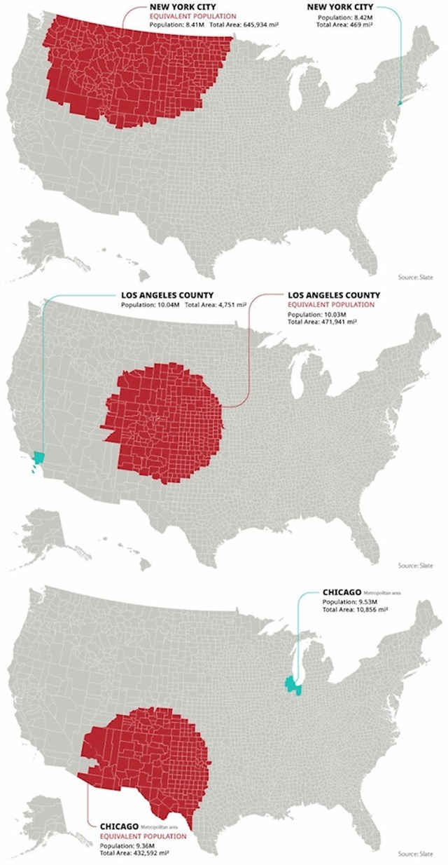 Ekvivalent populacije velikih gradova u ruralnim dijelovima SAD-a