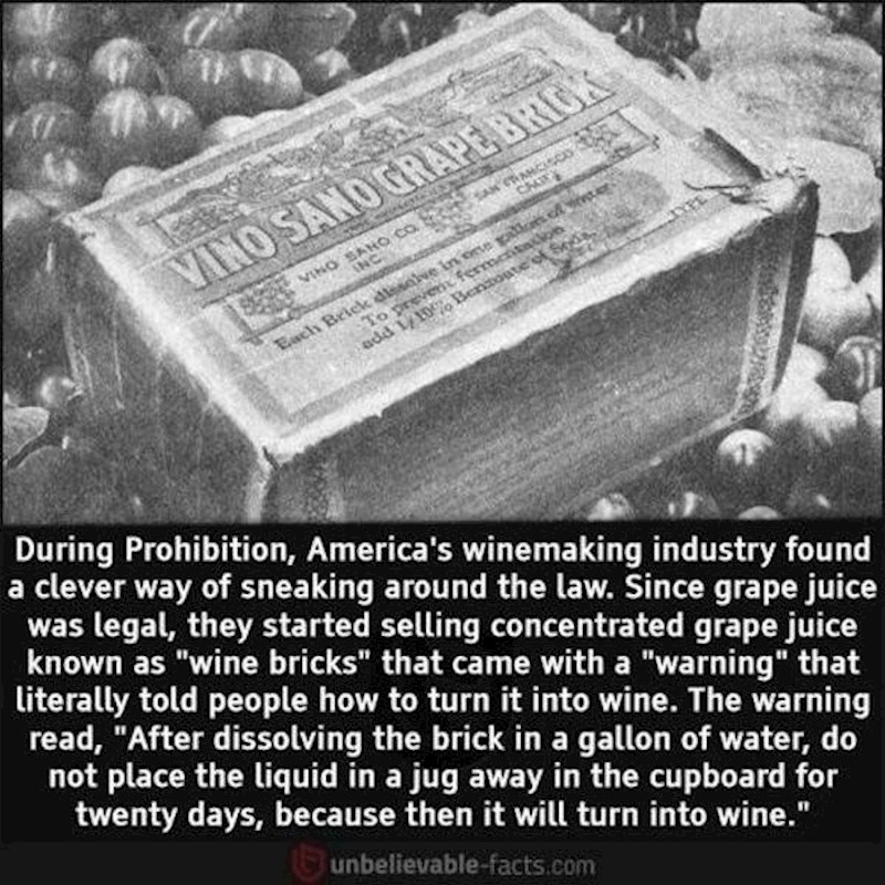Za vrijeme prohibicije proizvođači vina koristili su genijalan trik