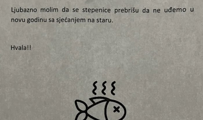 U haustoru jedne zgrade osvanula je poruka susjedima. S ovim će se svi poistovijetiti