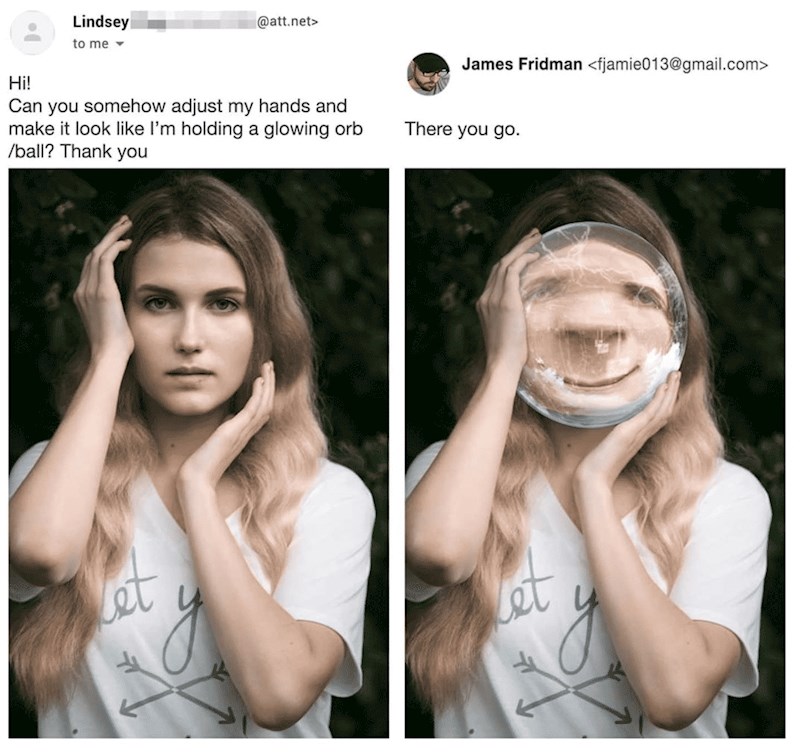 Možeš li mi namjestiti ruke da izgleda kao da drže kuglu?