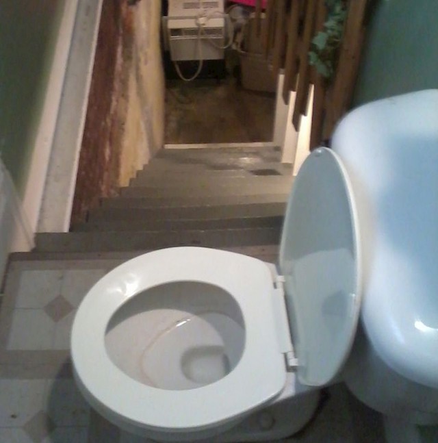 Ova kuća na vrhu stepeništa za podrum, ima wc koji radi