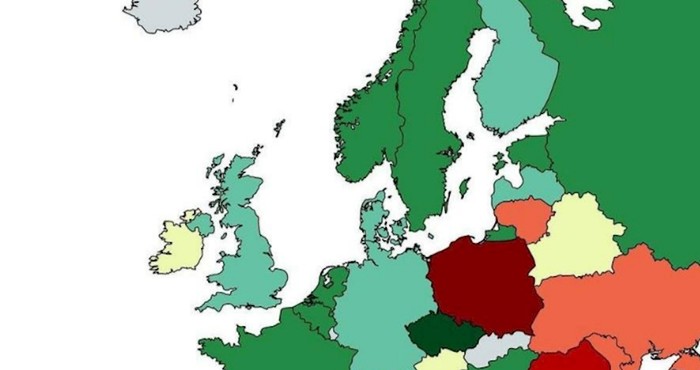Mapa prikazuje postotak građana koji ne idu u crkvu, pogledajte gdje je Hrvatska