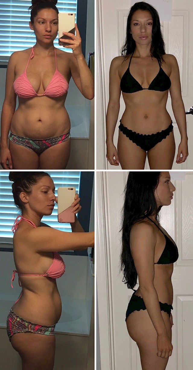 Na obje fotke imam 55 kg, jednina razlika je što sam za vrijeme desne fotke zdravo jela i trenirala