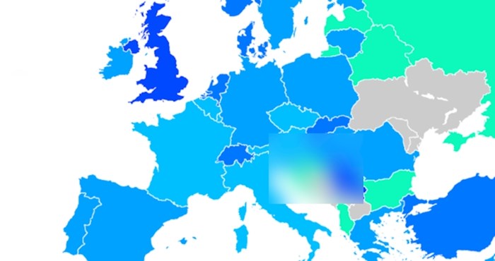 Mapa prikazuje postotak ljudi u Europi koji su primili cjepivo, pogledajte kako stoji Hrvatska