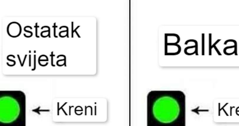 Fotka pokazuje kako se semafor tumači na Balkanu, a kako u ostatku svijeta