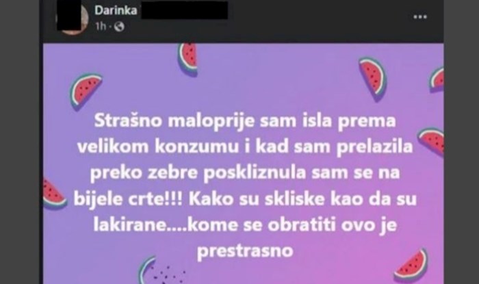 Darinka se požalila da pada na bijele crte na zebri, ali svi lajkaju urnebesni prvi komentar