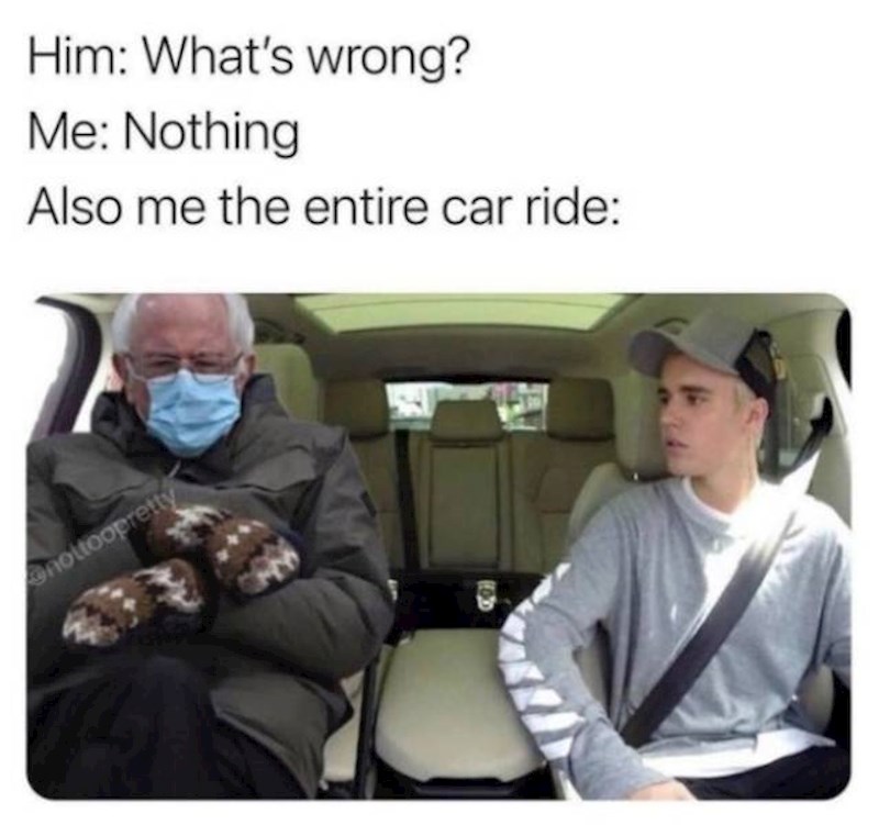On: Šta ti je? Ona: Nije mi ništa. Također ona cijelu vožnju: