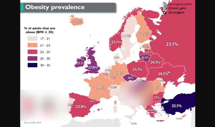 Postotak pretilih u Europi, Hrvati ne stoje dobro