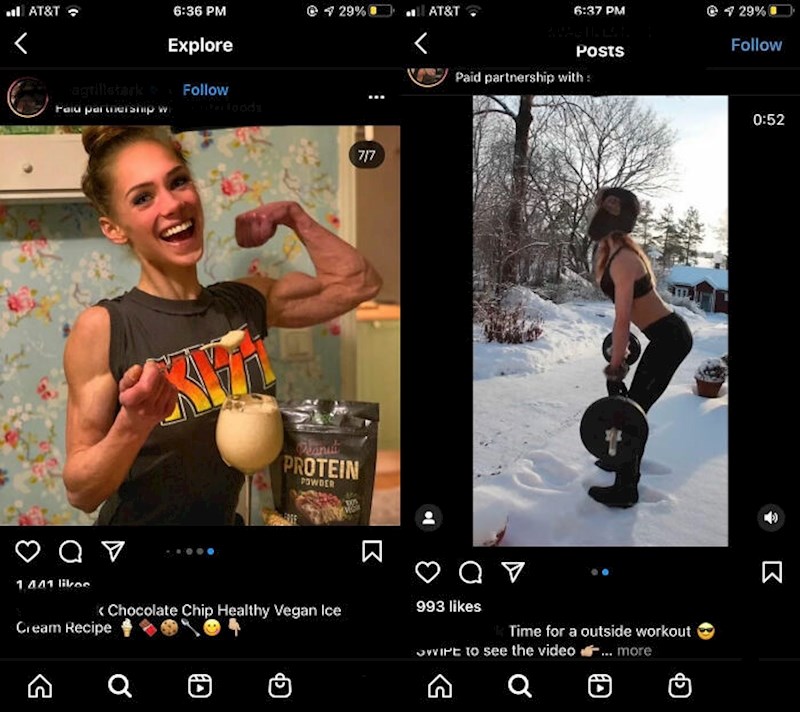 Lijevo je njen instagram, desno Youtube video