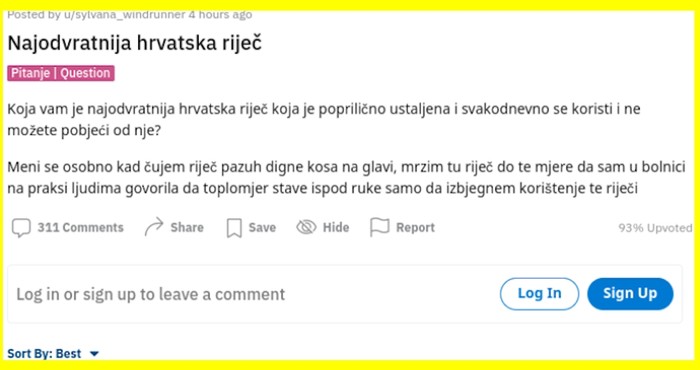 Ekipa na Redditu bira najodvratniju hrvatsku riječ, morate vidjeti te prijedloge