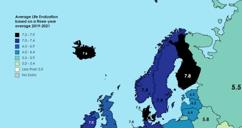 Mapa pokazuje indeks sreće naroda u Europi, pogledajte kako stoji Hrvatska