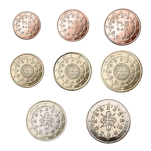 Portugal. Na kovanicama se nalaze srednjovjekovni kraljevski pečati.