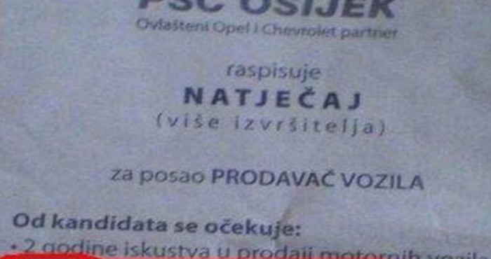 Uvjeti u ovom natječaju za posao nasmijat će vas do suza