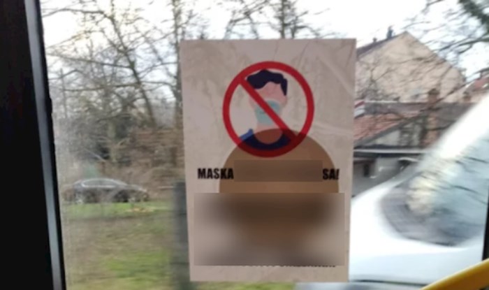 Netko po zagrebačkom javnom prijevozu lijepi sulude plakate protiv maski
