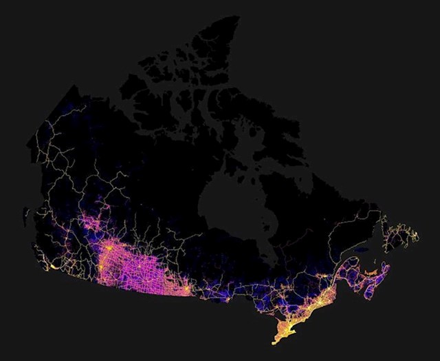 Mapa cesta u Kanadi