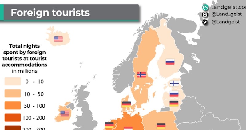 Mapa prikazuje najbrojnije turiste u zemljama Europe, mogla bi vas iznenaditi Hrvatska