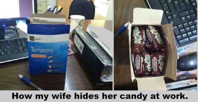 Ovako moja supruga skriva slatkiše na poslu