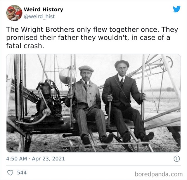 Braća Wright samo su jednom letjela zajedno (obećali su svom ocu da neće nikad)