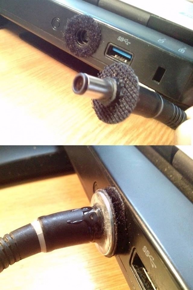 Kabel mu je cijelo vrijeme ispadao pa je našao način kako ga pričvrstiti...