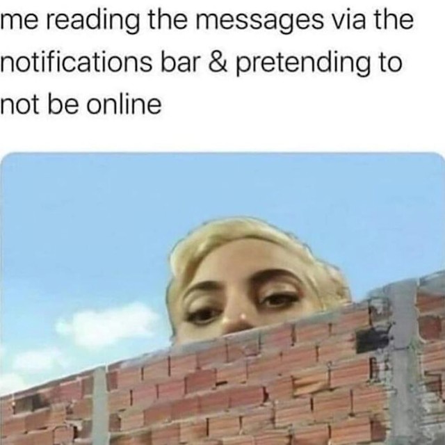 Ja dok čitam poruke preko notifikacija jer se pravim da nisam online