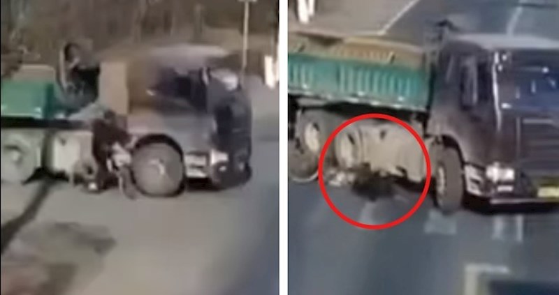 VIDEO Kamion prošao preko biciklista, kako je moguće da je ovo preživio!?