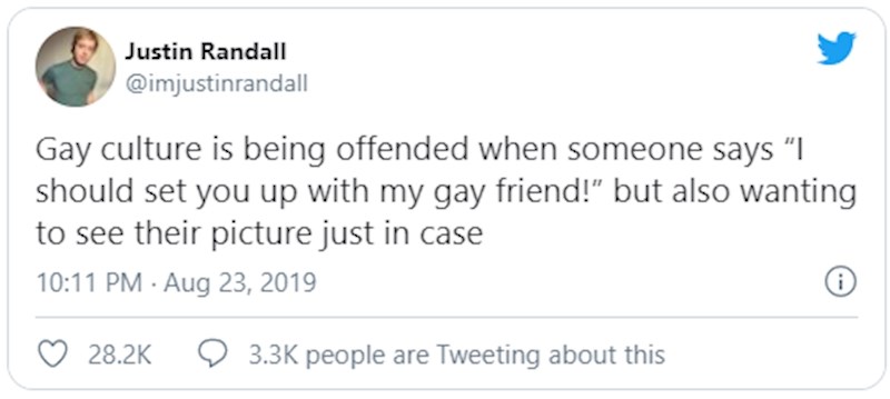 Gay stvar je uvrijediti se kad ti neko "sređuje" prijatelja jer je i on gay, ali u isto vrijeme želiš pogledati sliku za svaki slučaj