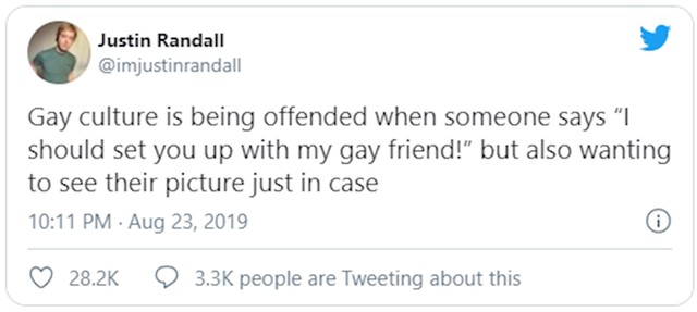 Gay stvar je uvrijediti se kad ti neko "sređuje" prijatelja jer je i on gay, ali u isto vrijeme želiš pogledati sliku za svaki slučaj