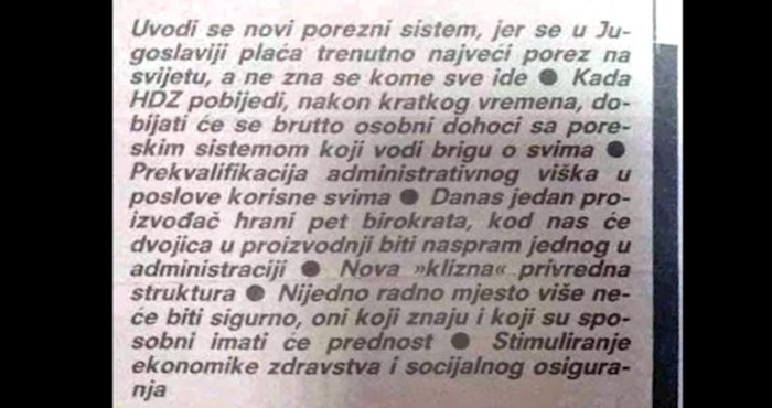 Netko je iskopao HDZ-ova predizborna obećanja nakon raspada Jugoslavije, morate to vidjeti