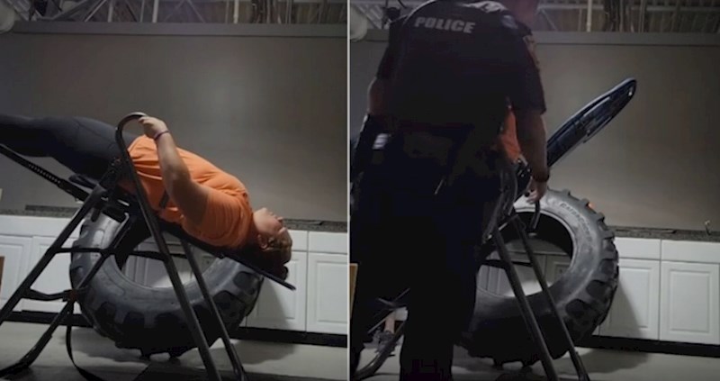 Isprobavala je novu spravu u teretani, na kraju je morala spašavati policija. Video je hit