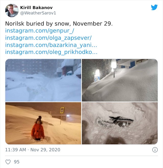 Norilsk doslovce zatrpan u snijegu