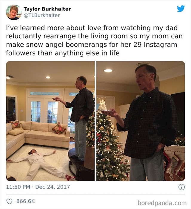 O ljubavi sam najviše naučio gledajući svog tatu kako strplivo razmiče namještaj po dnevnom boravku da mama može napraviti boomerang snježnog anđela za svojih 29 pratitelja na Instagramu
